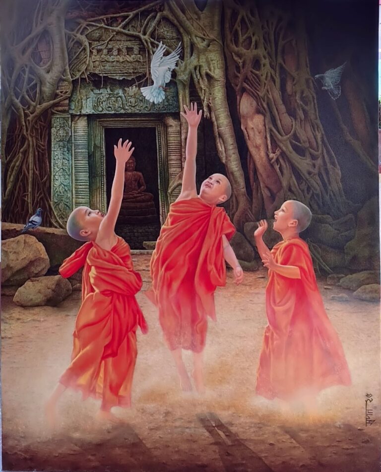 Elation, Size-48"×60" Acrylic and oil on canvas Artist-Swapan Roy